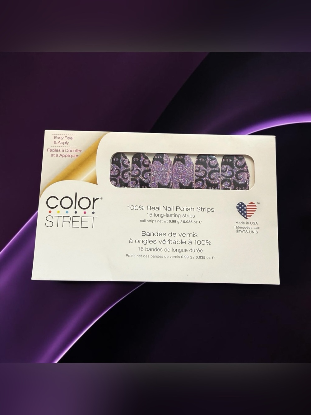 🏷️‼️5/$25🏷️‼️💜COLOR STREET💜Cat’s All Folks Purple GLTR Leopard Nail Strips/NIP